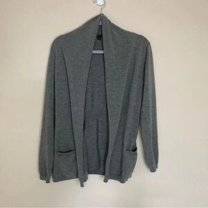 Theory Grey Merino Wool Open  Front Cardigan L